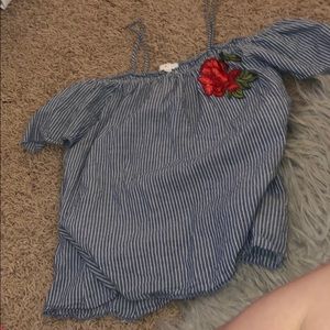 Striped off the shoulder shirt